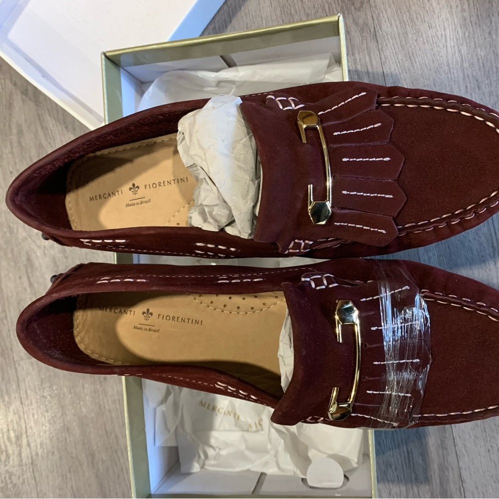 Mercanti Fiorentini Deep Red Suede Loafers